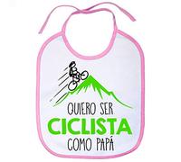 Babero Quiero ser ciclista como papá - Rosa