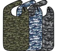 Babero reutilizable para adultos - Unisex - Ideal para comer con bolsillo recogemigajas - Protege la ropa y se puede lavar a máquina