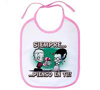 Babero Siempre pienso en ti frase amor - Rosa