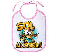 Babero Sol com un mussol - Rosa