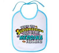 Babero tengo una Supermadrina que és mi heroína favorita regalo para madrina - Celeste