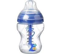 Tommee Tippee Biberón Anticólico con Tetina con Forma de Pecho y Sistema de Aireación Anticólico, 260ml, Pack de 1, Azul (color y diseño varían)