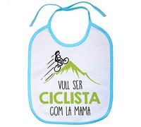 Babero Vull ser ciclista com la mama - Celeste