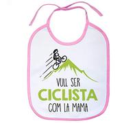 Babero Vull ser ciclista com la mama - Rosa