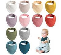 Baberos Bebe Bandanas,12 Piezas Bebe Bandanas Suave & Absorbente,Bandanas Bebe 100% Algodón Orgánico con 2 Ajustables Botón a Presión, Baberos de Bebé Drool Babero para Niños Niñas
