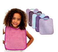 Baberos bebe impermeables |Packs - Baberos goma elastica guarderia | Fáciles de Poner y Quitar | De Rizo y Tela Impermeable, Babero Ideal para la Guarderia | Fabricados en España (LAVANDER PACK 5)