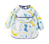 Baberos de Bebé, Ajustable Infantil Delantal de Pintura, Babero de Alimentación de Destete, Transpirable y Resistente, EVA Lavable Baberos Bebe con Mangas Largas para Niños 6-36 Meses (C)