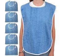 Baberos de esponja, protectores para ropa de comedor de 5 piezas | Paño para comer, babero, protectores de ropa reutilizables para hombres y mujeres mayores, lavables a máquina