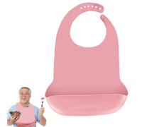 Baberos de Silicona Lavables para Adultos Mayores, Baberos de Comedor Reutilizables para Adultos para Hombres Baberos Impermeables para Mujeres para Discapacitados (Rosa)