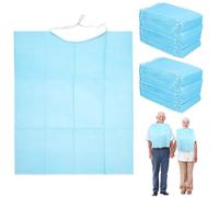 Baberos desechables para adultos y niños, 60 baberos de plástico Pe impermeables de 17x14 pulgadas con corbata, delantal desechable para adultos para comer.