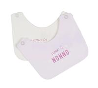 Baberos en color blanquecino y rosa con la inscripción "Amo a la abuela/al abuelo" Nanan