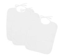 Baberos guardería grandes 38×31 cm - Pack 3 de rizo algodón suave y absorbente, cierre con cintas, lavables y aptos secadora - Recomendados para escuela infantil y bebés 12+ meses, Color Blanco