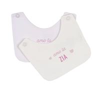 Baberos Nanan de color rosa con la inscripción “Amo a la tía/tío”. Nanan