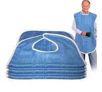 Baberos para adultos, baberos de rizo | 5 baberos para hombres mayores | Babero lavable para adultos y mujeres | Protectores de ropa con babero de esponja | Babero para adu