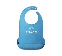 Baberos para adultos mejorados, impermeables, lavables de silicona con bolsillo, protector de ropa, reutilizables, para adultos, de silicona, lavable, con protector de ropa reutilizable, azul, L