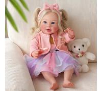 BABESIDE Bebe Reborn Niña - 20 Pulgadas Muñecas Realista Hecha a Mano con Cabello Largo Gris - Niña Recién Nacida con Accesorios Incluidos, para Niños Mayores de 3 Años
