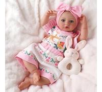 BABESIDE Bebe Reborn Niña - 20 Pulgadas Realista Muñeca Bebé Suave Tela，Cabello Dibujado a Mano - Originales Muñecos Abre los Ojos（Ojos Azules）