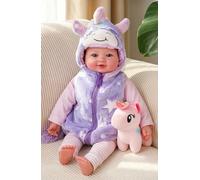 BABESIDE Muñeca Bebé Realista - 17 Pulgadas Dulce Muñeco Niña Sonriente de Cuerpo Suave, Recién Nacida Reales con Cabeza de Vinilo, Ropa y Accesorios, Regalo para Niños Mayores de 3 Años