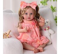 BABESIDE Muñeca Bebé Reborn Realista - Muñeco Reborn Niña de 20 Pulgada con Cabello Rizado Castaño Claro, Cuerpo Suave de Tela, Ropa & Accesorios para Niños a Partir de 3 Años