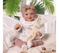 BABESIDE Muñeca Bebé Renacida de 17 Pulgadas Realista con Cuerpo de Tela Suave Niña Real con Ojos Abiertos,Blanco