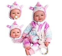 BABESIDE Muñeca de bebé de 43 cm / 17 Pulgadas con Cuerpo de Tela, muñeca con Encantador Atuendo, Chupete y biberón como Regalo para niños a Partir de 2 años