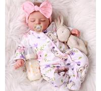 BABESIDE Muñeca Reborn - Bebé Reborn Niña de 50 cm, Bebes Reborn Realista con Cuerpo de Tela, Muñeco Durmiendo con Accesorios de Ropa para Niñas de 3 Años o más