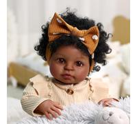 BABESIDE Muñeca Reborn Negro, Bebé Rebron Realista de Cuerpo Blando de 20 Pulgadas, Muñeca Bebé Articulada de La Vida Real con Accesorios Y Ropa para Niñas y Niños de 3 Años en Adelante