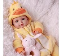 BABESIDE Muñeca Reborn Realista de 43 cm - Bebé Niña con Cuerpo Suave, Conjunto de Patito Amarillo y Accesorios - Regalo para Niñas a Partir de 3 Años