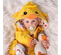 BABESIDE Muñecas Bebé Reborn Realista 17 Pulgadas - Muñeco Reborn con Cabello Rizado Dorado, Cuerpo de Tela Suave, Bebes Recién Nacida con Ropa y Accesorios, Regalo para Niños