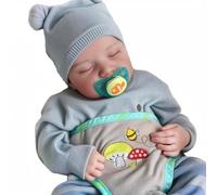 BABESIDE Reborn Dolls Boy - 43 cm Hecho a Mano, Lavable, Cuerpo de Vinilo Suave con Ropa, muñeca Reborn Baby Que Parece un bebé Real (niño con Ojos Cerrados)