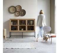 Babeth - Vitrina baja de roble macizo H 122 x B 160 x T 45 cm