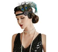 BABEYOND 1920 Flapper Diadema de Pluma de Pavo Real Cinta para el Pelo con Lentejuelas Vintage Gatsby Disfraz Flapper Accesorios Fiesta Temática