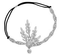 BABEYOND 1920s Flapper Pelo Banda Gran Gatsby Vintage Nupcial Pelo Accesorio Hoja de Cristal Perla Pelo Banda
