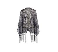 BABEYOND 1920s Sequined Shawl Chal Pashmina, Negro y Plateado, Talla única para Mujer