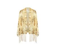 BABEYOND 1920s Sequined Shawl Chal Pashmina, Z, Oro, Talla única para Mujer