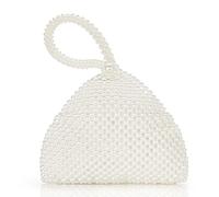 BABEYOND Bolso de mano de perlas para mujer, elegante bolso triangular para boda, novia, fiesta, baile de graduación, Perla, Talla única