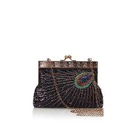 BABEYOND Bolso de noche con lentejuelas estilo Gatsby, estilo vintage de los años 20, diseño de pavo real, Negro (Style 2-Black), Talla única