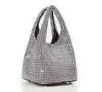 BABEYOND Bolsos de mano para mujer - Bolsas de noche brillantes con diamantes de imitación portátiles para fiestas, bailes, bodas, plateado, Talla única