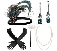 BABEYOND Coucoland - Juego de accesorios de los años 20, juego de accesorios para disfraz de Gatsby de los años 20, diadema flapper (juego 3) (tamaño: talla única)