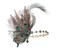 BABEYOND Diadema de plumas de pavo real de los años 20, para disfraz de Gatsby