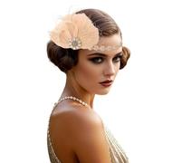 BABEYOND Diadema de plumas estilo años 1920 - Accesorio Gatsby le Magnifico para mujer, tocado Charleston estilo años 1920, accesorio de disfraz de carnaval Champagne