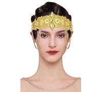 BABEYOND Diadema estilo flapper de los años 20, diadema de los años 20, gran diadema de Gatsby para mujer, accesorio vintage para el cabello, dorado y plateado