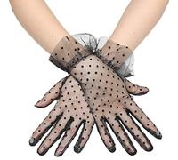 BABEYOND Guantes de encaje para mujer, guantes de satén para boda, guantes de encaje, guantes de fiesta de ópera, guantes de fiesta de los años 20, accesorios de disfraz para mujer, Negro-22cm, 22cm