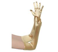 BABEYOND Guantes de Satén Largos para Mujer, Vintage Estilo Art Deco para Boda Fiesta Ópera, Hasta el Codo Dorado 55 cm