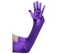 BABEYOND Guantes de Satén Largos para Mujer, Vintage Estilo Art Deco para Boda Fiesta Ópera, Hasta el Codo Morado 55 cm