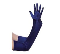 BABEYOND Guantes de Satén Largos para Mujer, Vintage Estilo Art Deco para Boda Fiesta Ópera, Hasta el Codo Azul Oscuro 55 cm