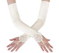 BABEYOND - Guantes largos de mujer, de raso, hasta el codo, de novia, de baile, accesorios de los años 20, Talla única