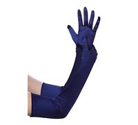 BABEYOND Guantes largos de satén para fiesta de ópera de los años 20, para disfraz de fiesta de té, talla de adulto, longitud al codo, Azul oscuro, Talla única