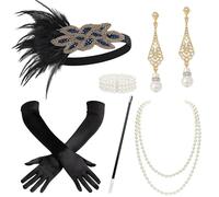 BABEYOND Juego de accesorios de los años 20 para disfraz de Gatsby, estilo años 20, diadema de pavo real