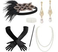 BABEYOND Juego de accesorios de los años 20 para disfraz de Gatsby, estilo años 20, diadema de pavo real